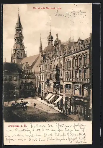 AK Zwickau i. Sa., Markt mit Marienkirche