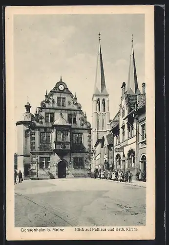 AK Mainz-Gonsenheim, Rathaus und katholische Kirche