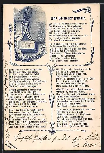 AK Bretten / Baden, Brettener Hundle, Gedicht