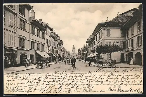 AK Morges, La Grand` Rue, Strassenpartie im Zentrum