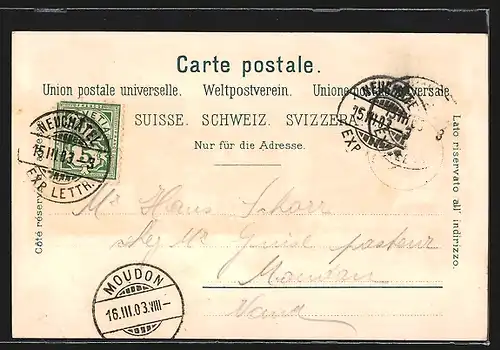 Lithographie Neuchatel, Ortsansicht