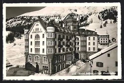 AK Pontresina, Hotel Schweizerhof im Winter