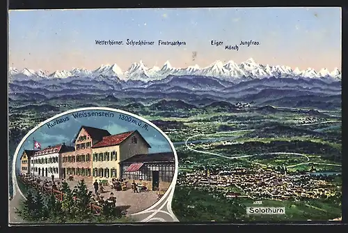 AK Solothurn, Panorama, Gebirgskette, Kurhaus Weissenstein