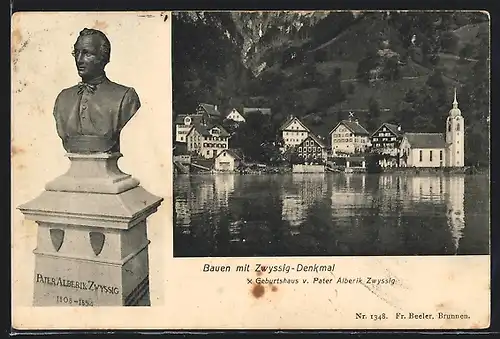 AK Bauen, Ort mit Zwyssig-Denkmal, Geburtshaus von Peter Alberik Zwyssig