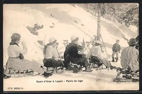 AK Frauen bei einer Schlittenpartie, Wintersport