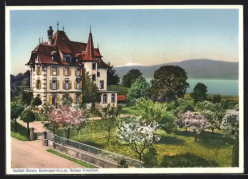 AK Estavayer-le-Lac, Institut Stavia im Frühling