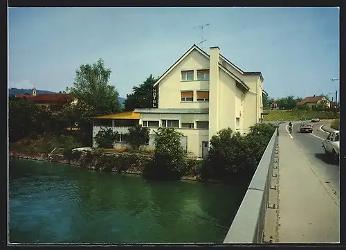 AK Gebenstorf, Hotel Zoll Fam. R. Bieri mit Brücke und Strasse