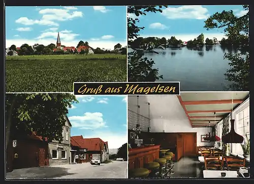 AK Magelsen, EDEKA-Markt & Gasthof Wilhelm Lütjens, See, Ortspanorama