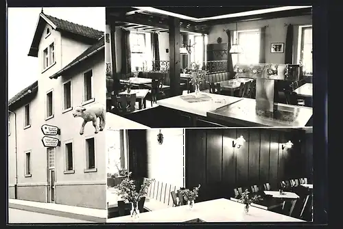 AK Oberleinach b. Würzburg, Gasthaus Zum Lamm, Innenansichten