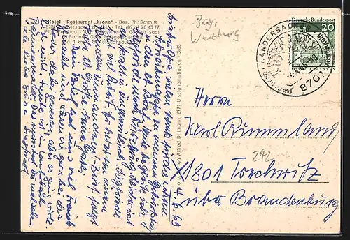 AK Randersacker / Main, Gasthof Krone, Aussen- und Innenansichten