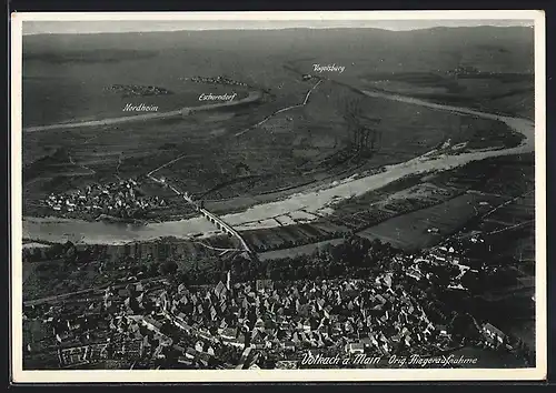 AK Volkach a. Main, Ortsansicht vom Flugzeug aus