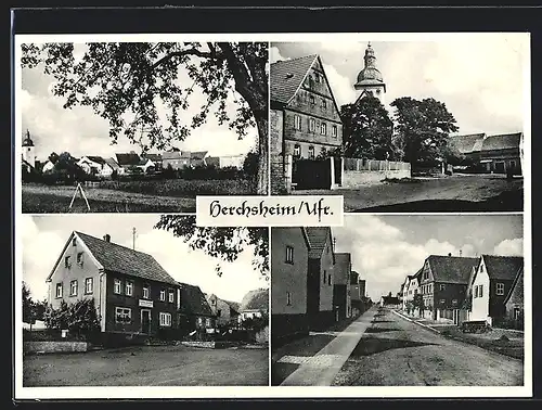 AK Herchsheim /Ufr., Handlung, Strassenpartie mit Kirche, Ortsansicht