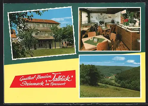 AK Steinmark im Spessart, Gasthof-Pension Talblick, Innenansicht, Ortspartie