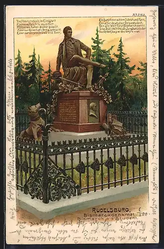 Lithographie Rudelsburg, Bismarckdenkmal, Bismarck als Student, Das Deutsche Volk in Einigkeit...