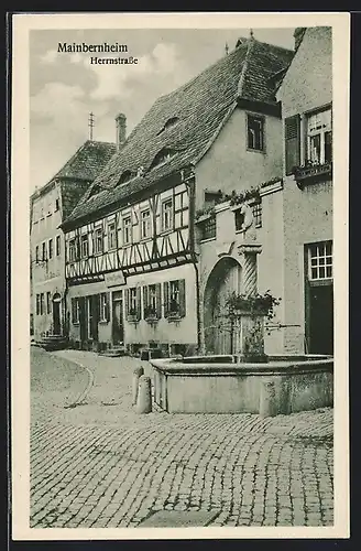 AK Mainbernheim, Brunnen an der Herrnstrasse