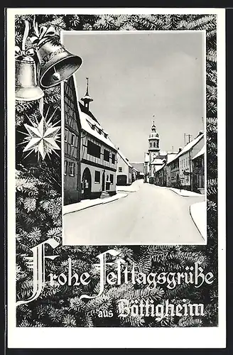 AK Böttigheim, Strassenpartie im Ort zu den Festtagen