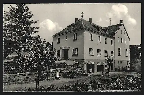 AK Waldfenster /Rhön bei Bad Kissingen, Raststätte zum grünen Tal mit Garten