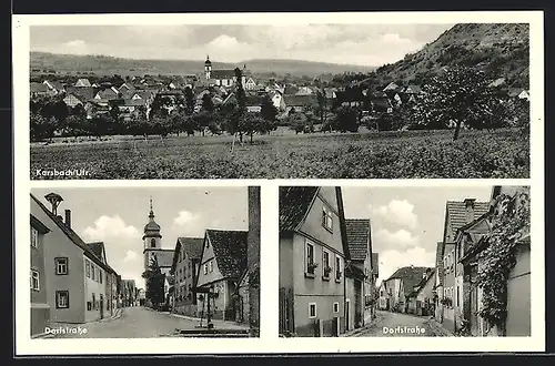 AK Karsbach / Ufr., Dorfstrasse mit Blick zur Kirche, Ortsansicht