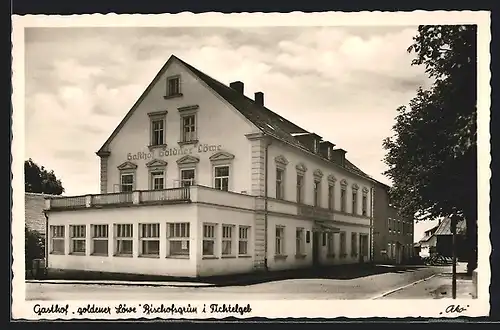 AK Bischofsgrün /Fichtelgeb., Gasthof goldener Löwe G. Rubner mit Strasse