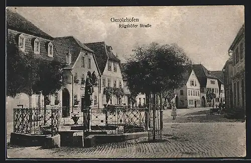 AK Gerolzhofen, Rigshofer-Strasse mit Brunnen