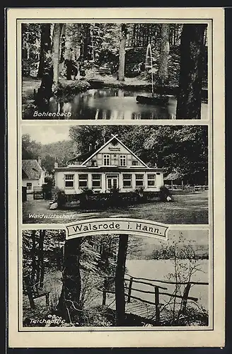 AK Walsrode i. Hann., Gasthaus Waldwirtschaft, Bohlenbach, Teichpartie