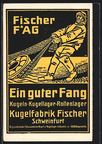 Künstler-AK Schweinfurt, Kugelfabrik Fischer