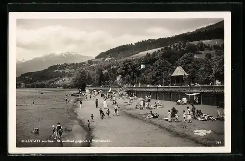 AK Millstatt am See, Strandbad gegen die Promenade