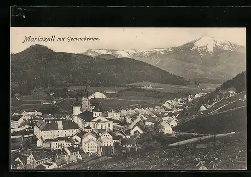 AK Mariazell, Ortsansicht mit Gemeindealpe