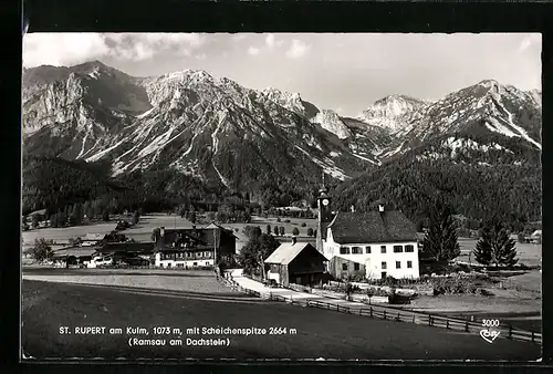 AK Sankt Rupert am Kulm, Ortsansicht mit Scheichenspitze