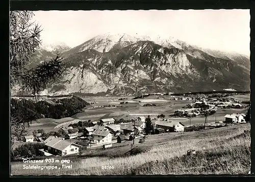 AK Grinzens / Tirol, Ortsansicht gegen Solsteingruppe