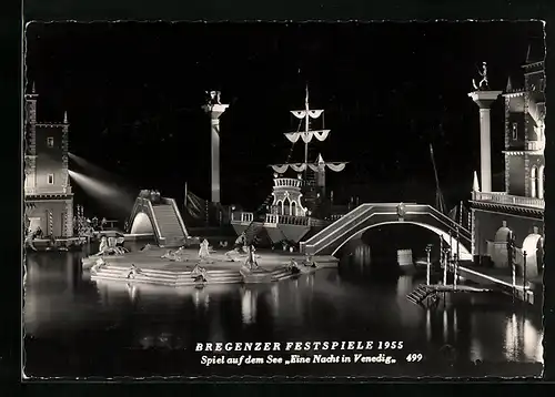 AK Bregenz / Bodensee, Bregenzer Festspiele 1955, Spiel auf dem See Eine Nacht in Venedig