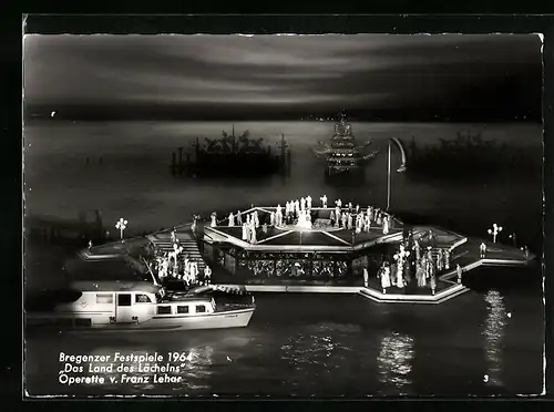 AK Bregenz / Bodensee, Bregenzer Festspiele 1964, Spiel auf dem See Das Land des Lächelns