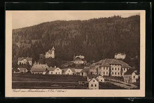 AK Mönichkirchen, Ortsansicht aus der Vogelschau