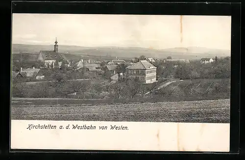 AK Kirchstetten a. d. Westbahn, Ortsansicht von Westen gesehen