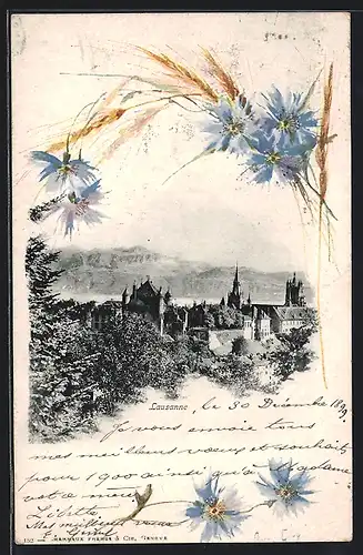 AK Lausanne, Ortsansicht aus der Vogelschau