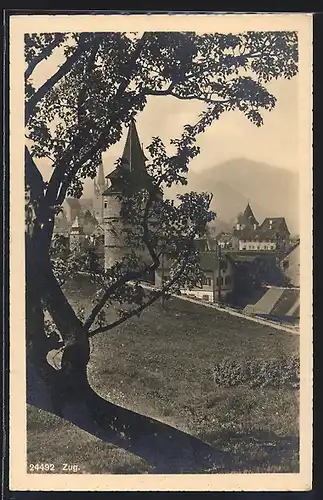 AK Zug, Ortspartie aus der Vogelschau