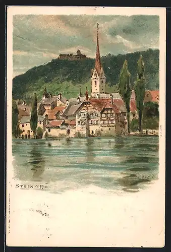 Künstler-AK C.Biese: Stein am Rhein, Panorama