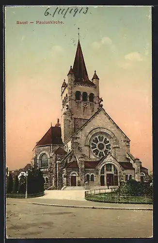 AK Basel, Ansicht der Pauluskirche