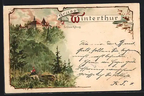 Lithographie Winterthur, Schloss Kyburg