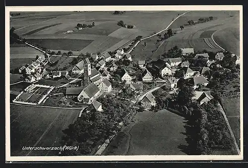 AK Unterschwarzach /Württ., Ortsansicht vom Flugzeug aus