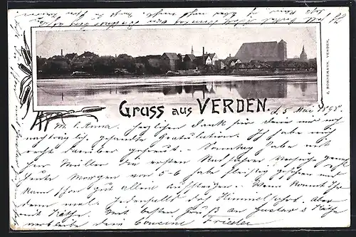 AK Verden /Aller, Ortspanorama vom Wasser aus