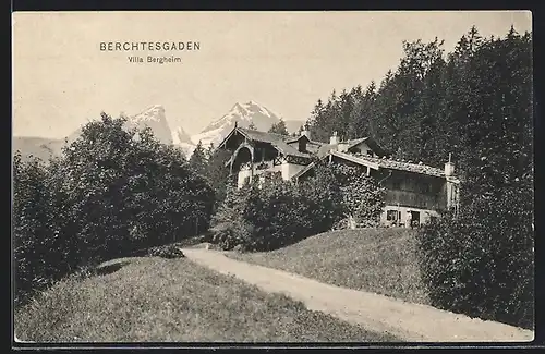 AK Berchtesgaden, Waldpartie an der Villa Bergheim