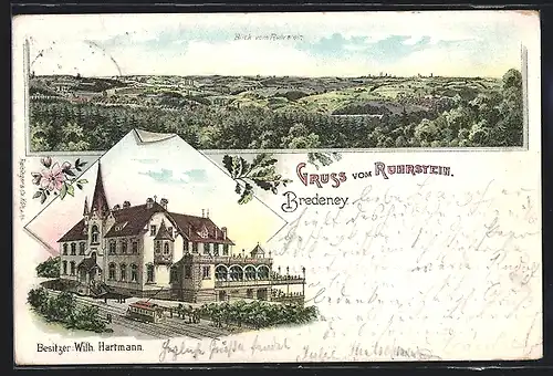 Lithographie Bredeney, Gasthaus zum Ruhrstein