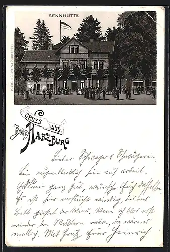 Lithographie Bad Harzburg, Gasthaus Sennhütte