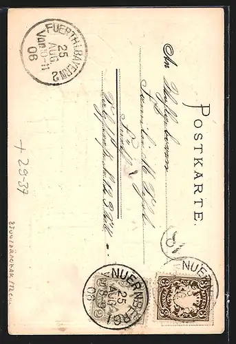 Passepartout-Lithographie Nürnberg, Karlsbrücke, Adler