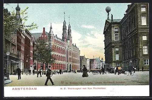 AK Amsterdam, N. Z. Voorburgwal met Kon Postkantoor