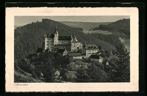AK Lauenstein, Blick auf Burg, Fränkisch-Thüringsche Grenzwarte