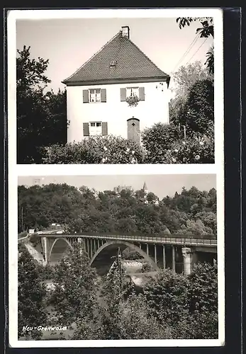 AK Neu-Grünwald, Wohnhaus mit Garten, Brücke