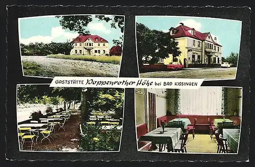 AK Oberthulba, Gasthof Poppenrother Höhe, Inh. Heinz Matheus, Aussen- und Innenansichten