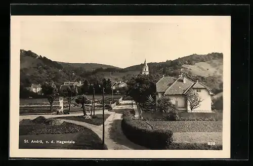 AK St. Andrä-Wördern, St. Andrä vor dem Hagenthale mit Kirche